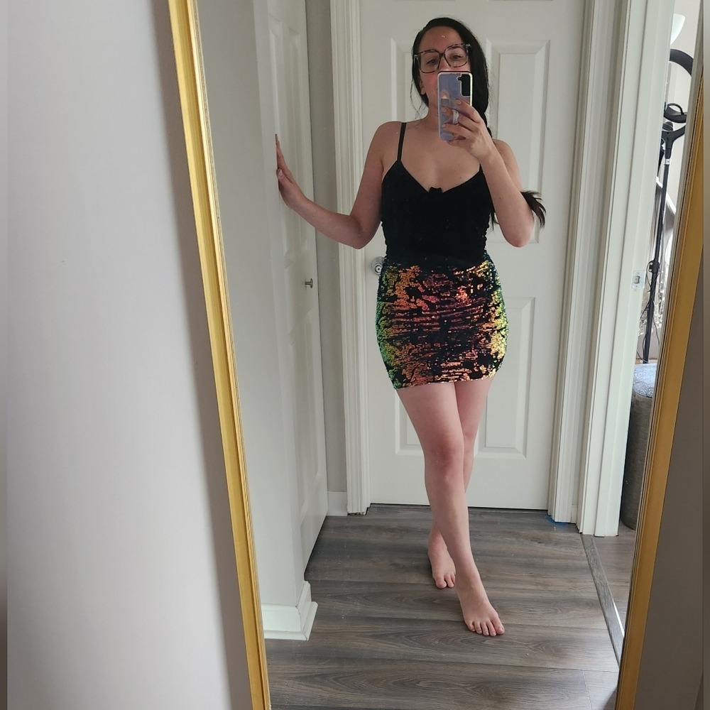 Sequin Y2K party dress with velvet top size small S